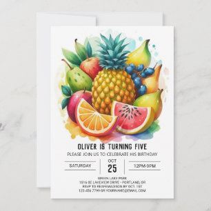 Invitación Cumpleaños de Apple editable para fruialidad