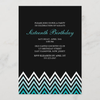 Invitación Cumpleaños de Aqua Ombre Chevrons