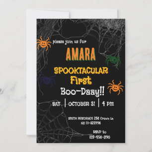 Invitación Cumpleaños de arañas de Halloween Halloween
