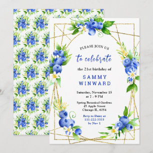 Invitación Cumpleaños de Arándanos y Follaje