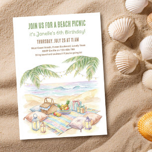 Invitación Cumpleaños de árbol de palma tropical picnic en la