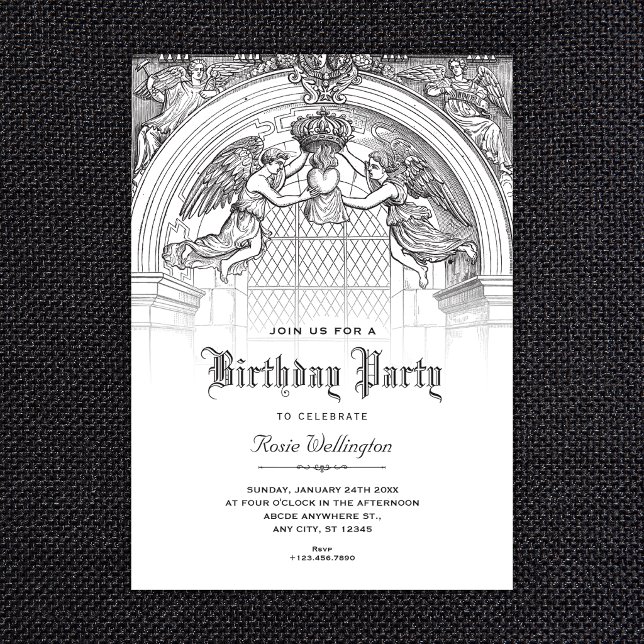 Invitación cumpleaños de arco barroco vintage (Subido por el creador)