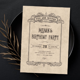 Invitación Cumpleaños de arco gótico vintage