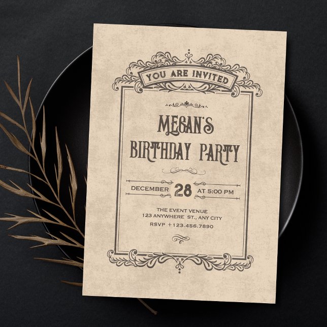 Invitación Cumpleaños de arco gótico vintage (Subido por el creador)