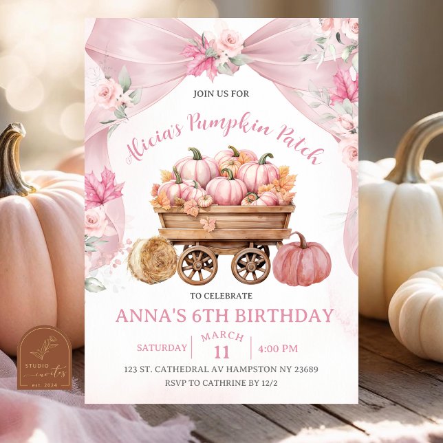 Invitación Cumpleaños de Arco Rosa Sonrojado Coquette Parche  (Subido por el creador)