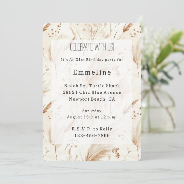 Invitación Cumpleaños de arena de crema de playa (Anverso de pie)
