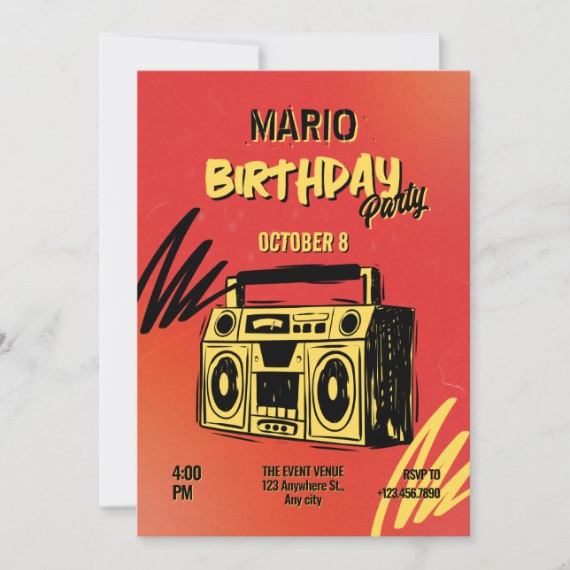 Invitación cumpleaños de arte callejero artístico creativo (Anverso)