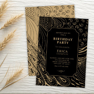 Invitación cumpleaños de arte de adorno de época