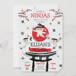 Invitación Cumpleaños de Artes Marciales de Guerrero Ninja Bl