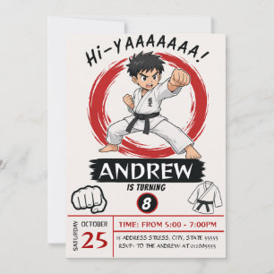Invitación Cumpleaños de artes marciales de karate personal