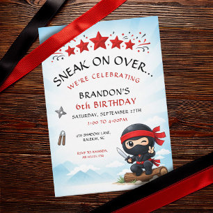 Invitación Cumpleaños de artes marciales ninja de estrellas r