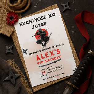 Invitación Cumpleaños de Artes Marciales Ninja Guerrero Acuar