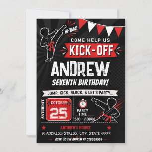 Invitación Cumpleaños de artes marciales personales de karate