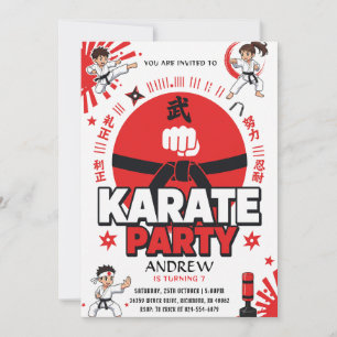 Invitación Cumpleaños de artes marciales personales Karate Ni
