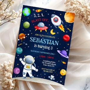 Invitación Cumpleaños de Astronauta de Nave Espacial en el Es