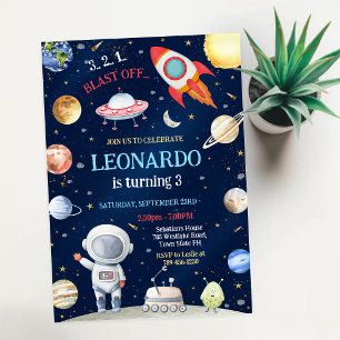Invitación Cumpleaños de Astronauta de Nave Espacial en la Ga