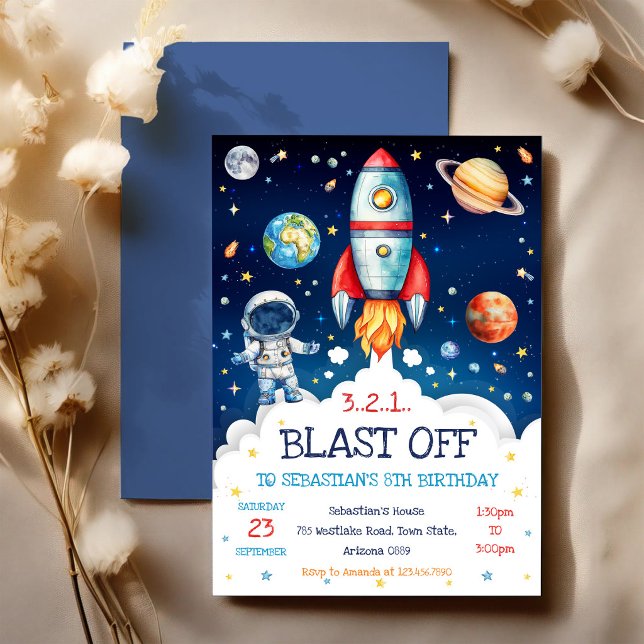 Invitación Cumpleaños de Astronauta de Nave Espacial Galaxia  (Subido por el creador)