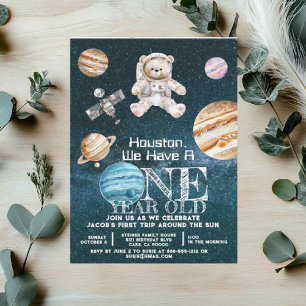Invitación Cumpleaños de astronauta en el espacio exterior de