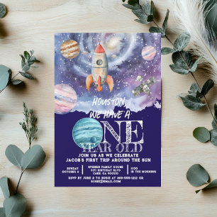 Invitación Cumpleaños de astronauta en el espacio exterior de