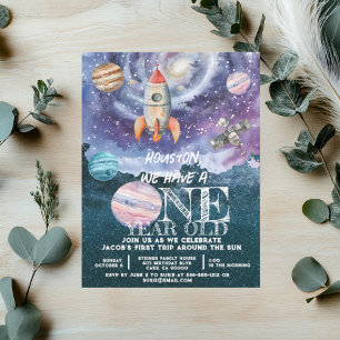 Invitación Cumpleaños de astronauta en el espacio exterior de