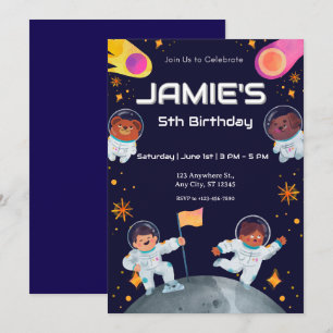 Invitación cumpleaños de astronauta espacial