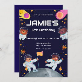 Invitación cumpleaños de astronauta espacial