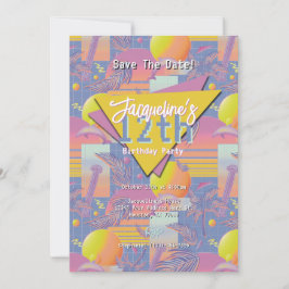 Invitación Cumpleaños de atardecer vaporoso de verano púrpura