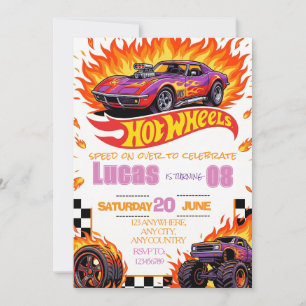 Invitación Cumpleaños de Autos Calientes