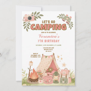 Invitación Cumpleaños de aventura al aire libre de acampada L