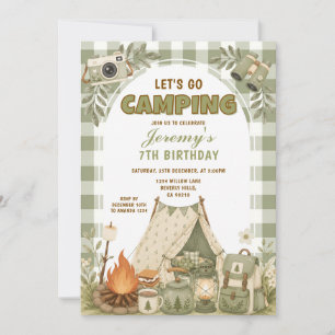 Invitación Cumpleaños de aventura al aire libre Green Let's G