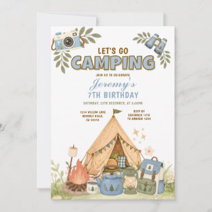 Invitación Cumpleaños de Aventura al Aire Libre Vamos de Camp