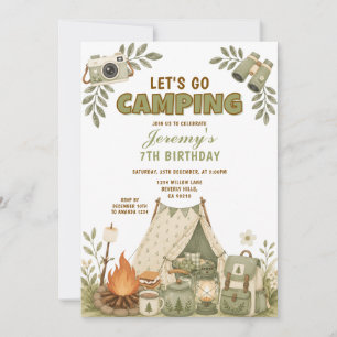 Invitación Cumpleaños de aventura al aire libre Verdes Vamos