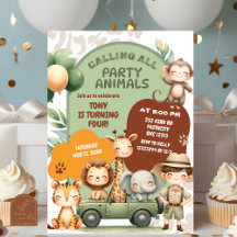 Cumpleaños de aventura de niño de animales de safa