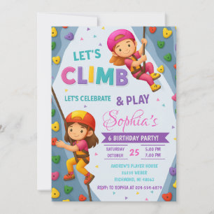 Invitación Cumpleaños de aventura personal de chica escalador
