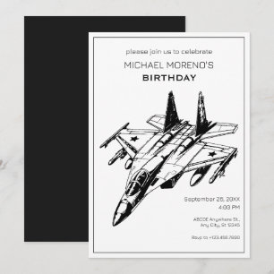 Invitación Cumpleaños de aviones Sukhoi