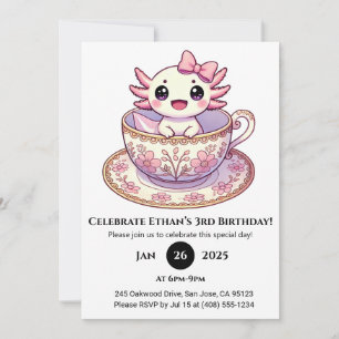 Invitación Cumpleaños de Axolotl en Hora del Té
