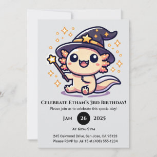Invitación Cumpleaños de Axolotl Wand-Wielding