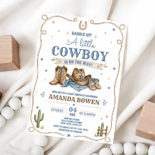 Invitación Cumpleaños de Baby Shower del Pequeño Vaquero Occi