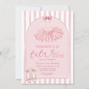 Invitación Cumpleaños de Bailarina Boho Arco Rosa Tutú Lindo