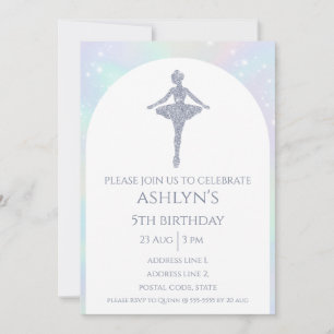 Invitación Cumpleaños de Bailarina de Ballet con Destellos Pe
