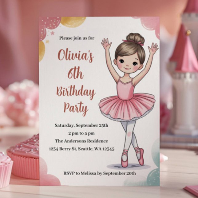 Invitación Cumpleaños de Bailarina de Niños Lindos (Subido por el creador)