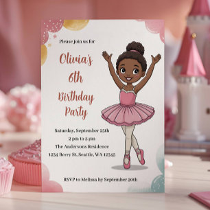 Invitación Cumpleaños de Bailarina de Niños Lindos