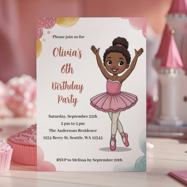 Invitación Cumpleaños de Bailarina de Niños Lindos (Subido por el creador)