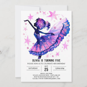 Invitación Cumpleaños de bailarina Digital Ballerina