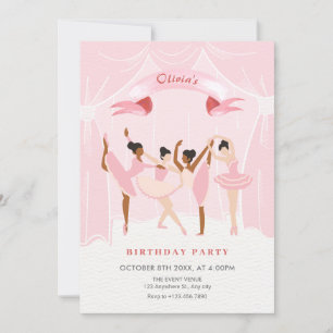 Invitación cumpleaños de bailarina rosa