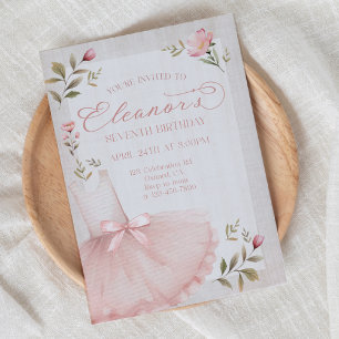 Invitación Cumpleaños de Bailarina, Tutú, Tutú Rosa, Cumpleañ