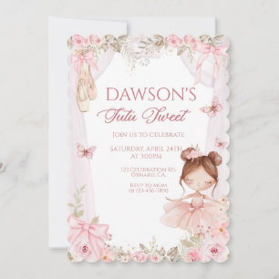 Invitación Cumpleaños de Bailarina, Tutú, Tutú Rosa, Cumpleañ