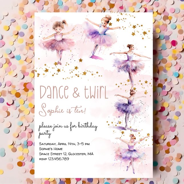 Invitación Cumpleaños de bailarinas y bailarinas giratorias (Subido por el creador)