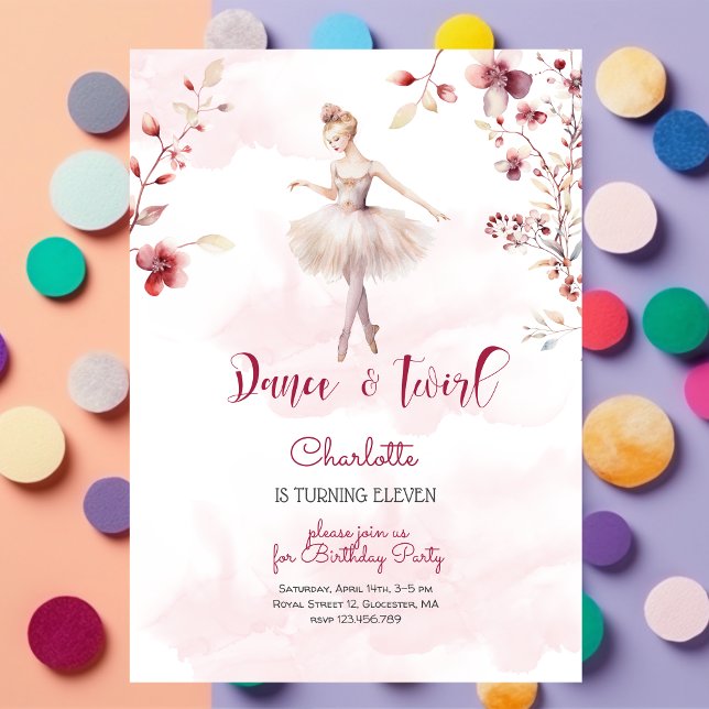 Invitación Cumpleaños de bailarinas y bailarinas giratorias (Subido por el creador)