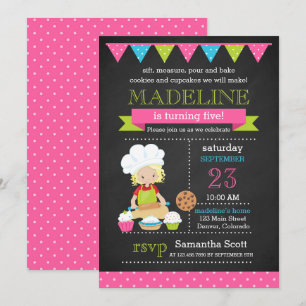 Invitación Cumpleaños de Baking   Cumpleaños con decoración d